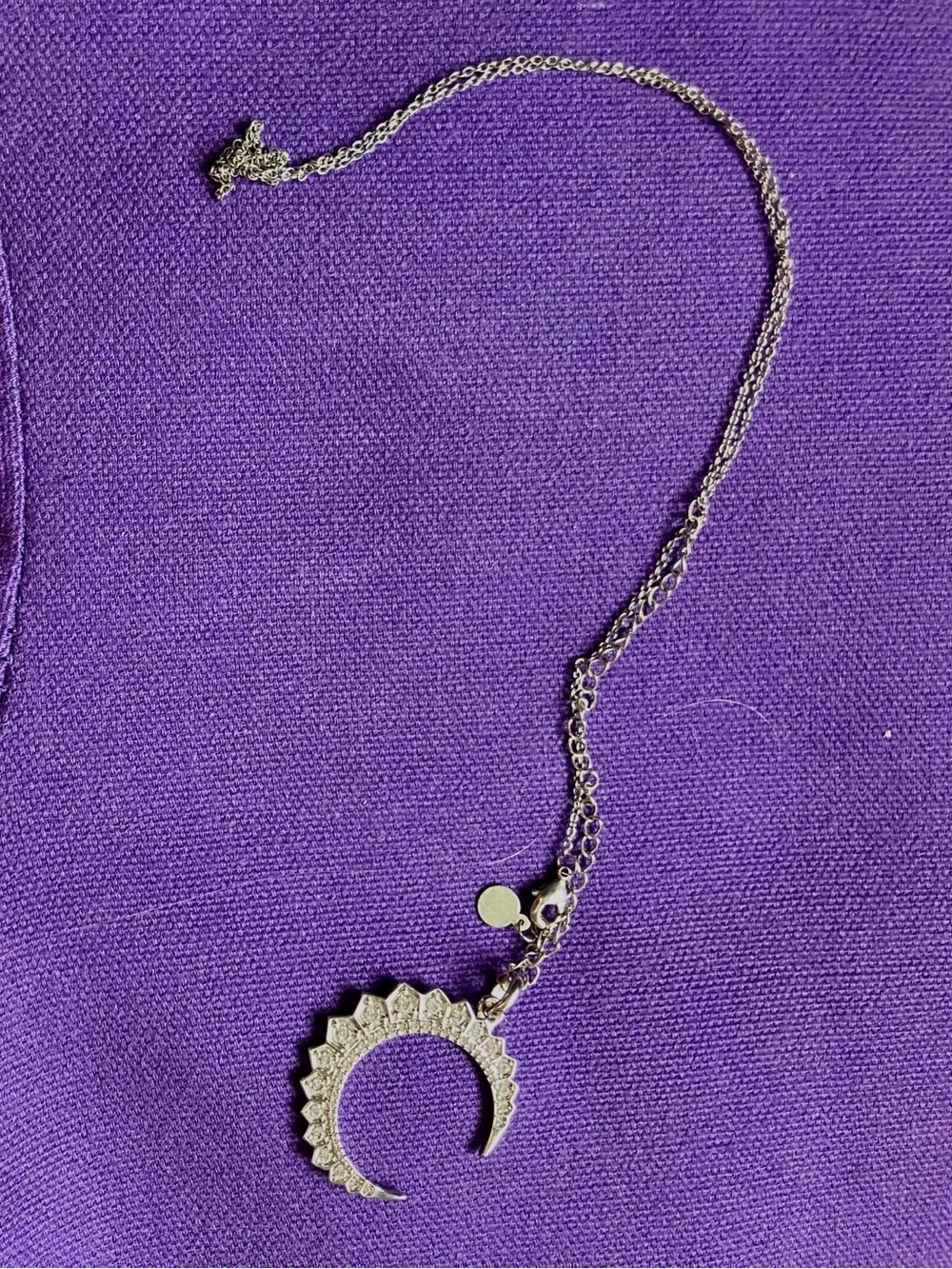 Silver Crystal Crescent Moon Necklace - Sparkling Pendant
